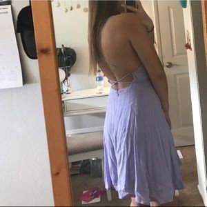 elegant lavender open back dress